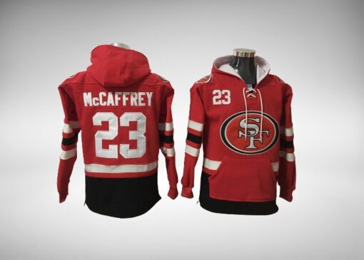 49ers Christian McCaffrey Hockey Styled Lace-Up Pullover Hoodie