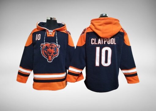 Bears Chase Claypool Hockey Styled Lace-Up Pullover Hoodie