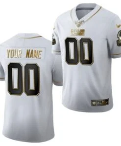 Browns Custom 100th Season All-White Golden Edition Jersey
