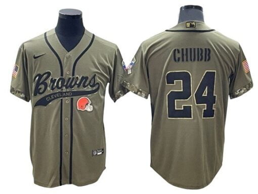 Browns Nick Chubb Baseball Styled Salute to Service Jersey