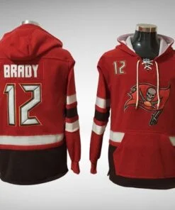 Buccaneers Tom Brady Hockey Styled Lace-Up Pullover Hoodie