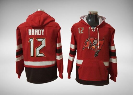 Buccaneers Tom Brady Hockey Styled Lace-Up Pullover Hoodie