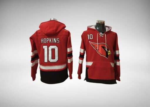 Cardinals DeAndre Hopkins Hockey Styled Lace-Up Pullover Hoodie