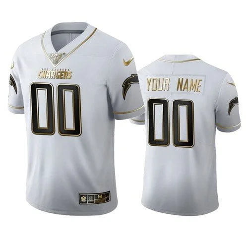Chargers Custom 100th Season All-White Golden Edition Jersey