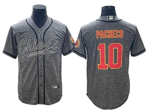 Chiefs Isiah Pacheco Gridiron Gray Baseball Styled Jersey