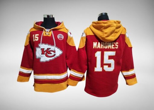 Chiefs Patrick Mahomes Hockey Styled Lace-Up Pullover Hoodie
