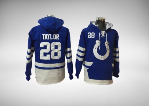 Colts Jonathan Taylor Hockey Styled Lace-Up Pullover Hoodie