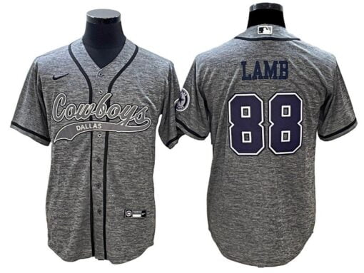 Cowboys CeeDee Lamb Gridiron Gray Baseball Styled Jersey