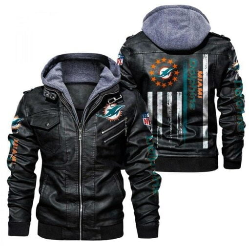 Dolphins Leather Full-Zip Jacket