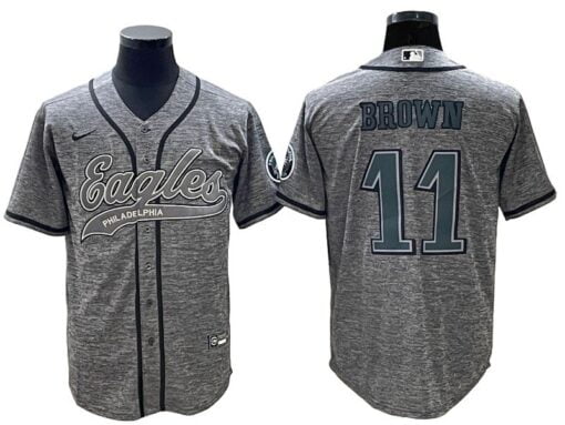 Eagles A.J. Brown Gridiron Gray Baseball Styled Jersey