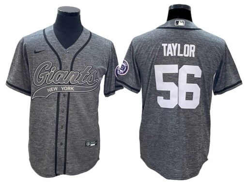 Giants Lawrence Taylor Gridiron Gray Baseball Styled Jersey