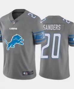 Lions Barry Sanders Team Logo Inverted Gray Jersey