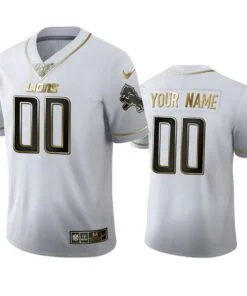 Lions Custom 100th Season All-White Golden Edition Jersey