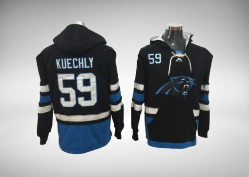 Panthers Luke Kuechly Hockey Styled Lace-Up Pullover Hoodie