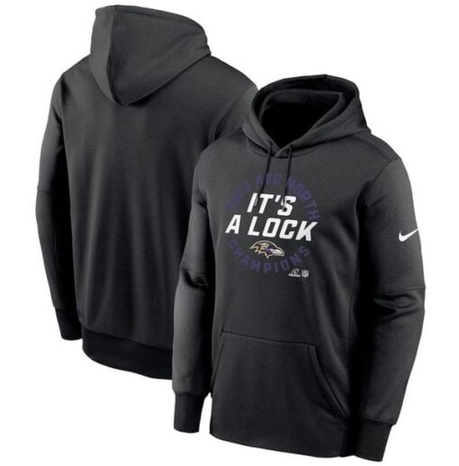 Ravens 2023 AFC North Division Champions Locker Room Trophy Collection Pullover Hoodie