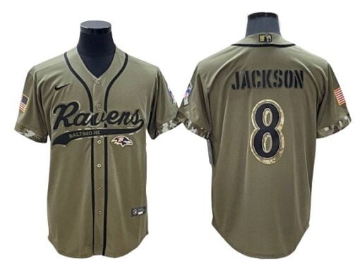 Ravens Lamar Jackson Baseball Styled Salute to Service Jersey