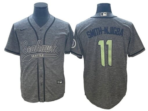 Seahawks Jaxon Smith-Njigba Gridiron Gray Baseball Styled Jersey