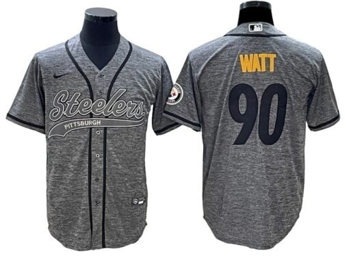 Steelers T.J. Watt Gridiron Gray Baseball Styled Jersey
