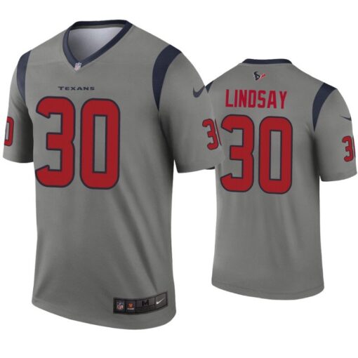 Texans Phillip Lindsay Inverted Gray Jersey