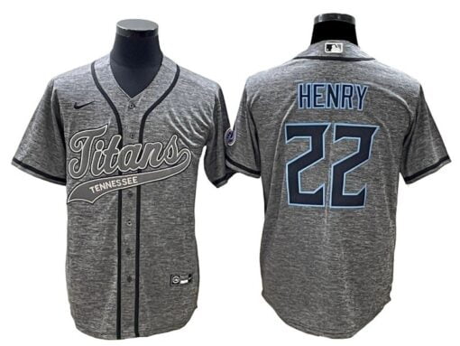 Titans Derrick Henry Gridiron Gray Baseball Styled Jersey