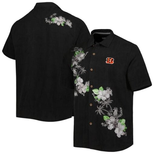 Cincinnati Bengals Tommy Bahama Black Sport Azule Oasis Camp Button-Up Shirt