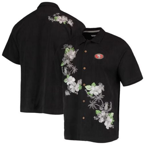 San Francisco 49ers Tommy Bahama Black Sport Azule Oasis Camp Button-Up Shirt